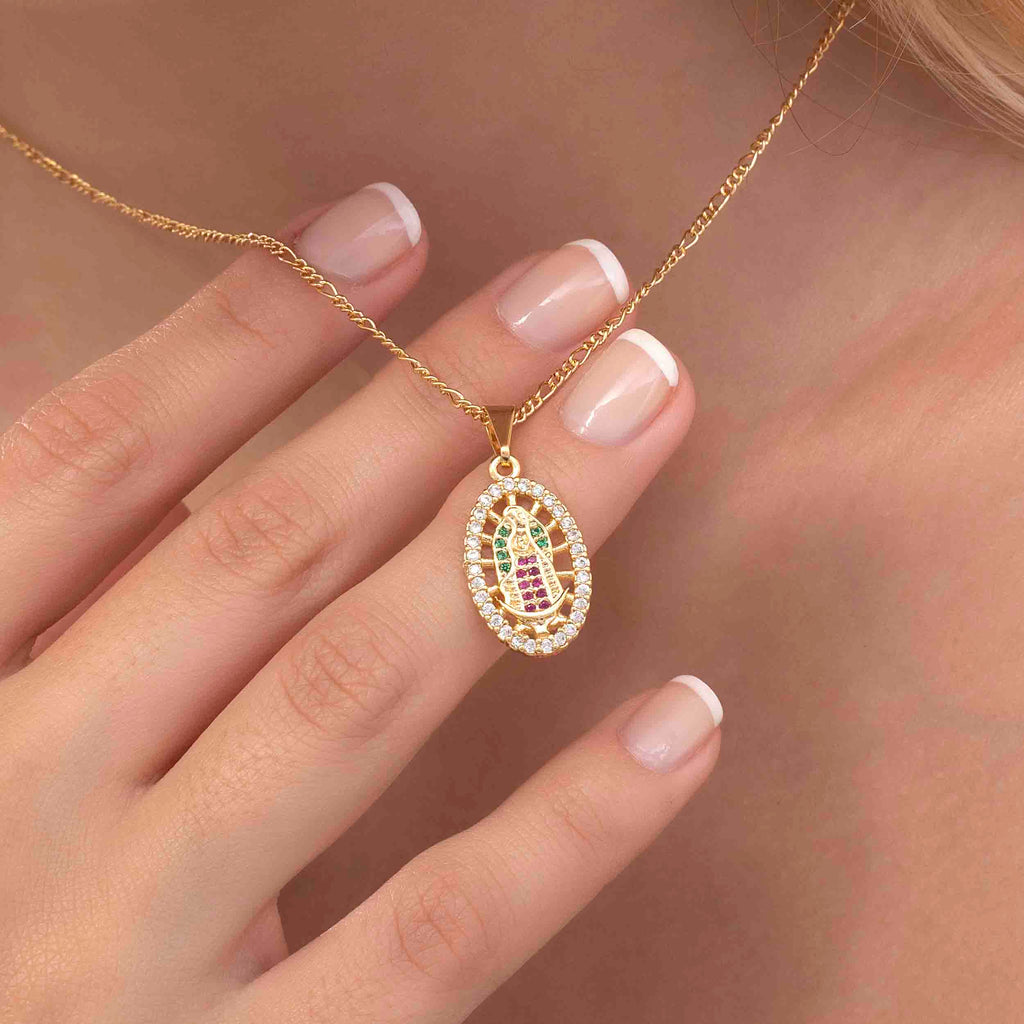 Dije Virgen Guadalupe Swarovski Mediana Colores