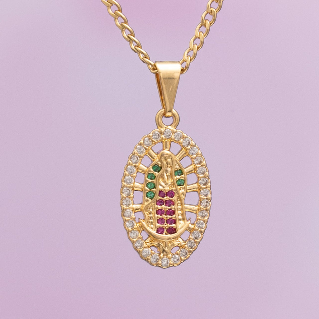 Dije Virgen Guadalupe Swarovski Mediana Colores